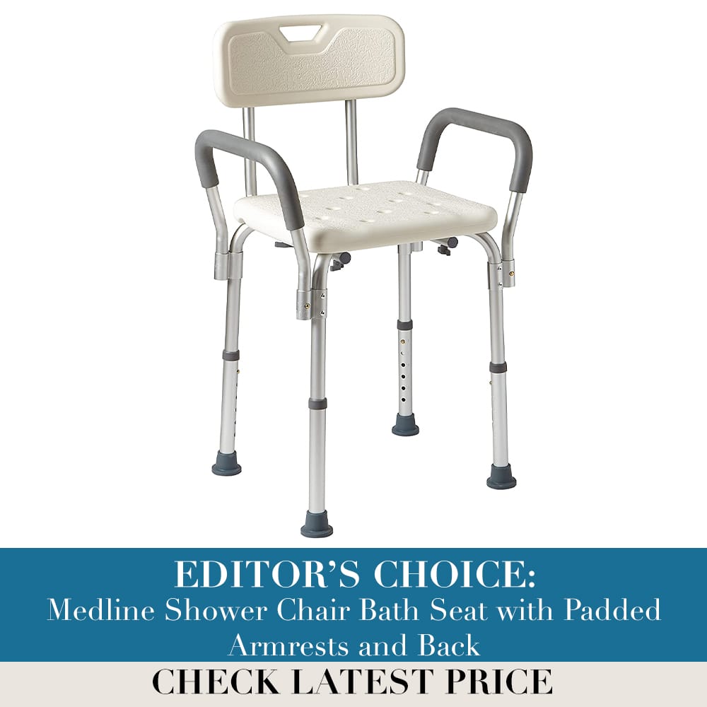 Medline Shower Chair Bath Seat with Padded Armrests and Back